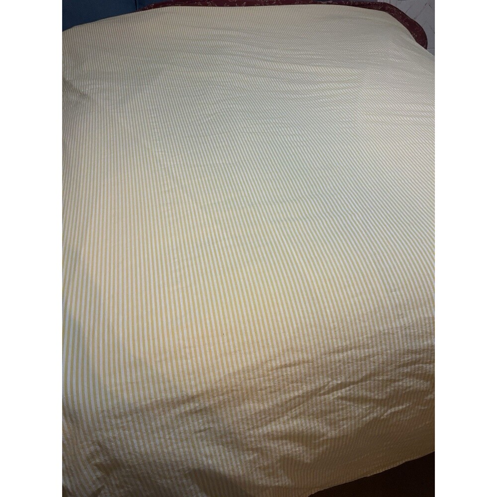 IKEA Yellow Stripe Queen Duvet & Shams Bedding Button Closure Discontinued